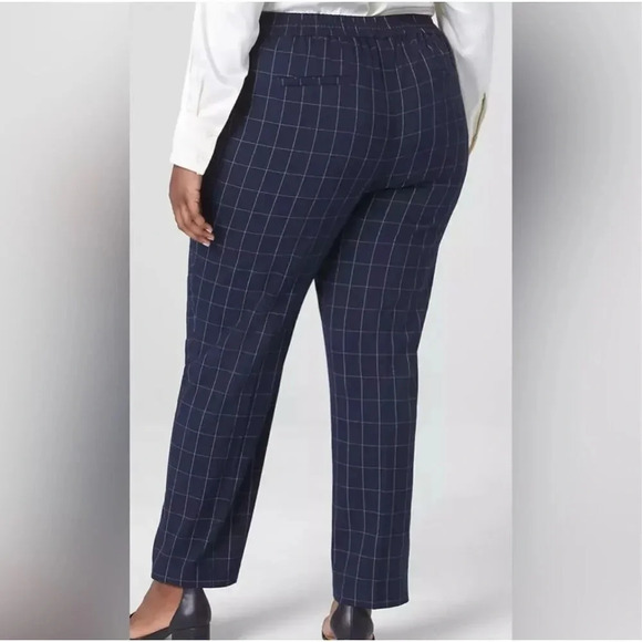 LANE BRYANT | Plus Perfect Drape Relaxed Ankle Pant Navy Windowpane Plaid | 26 - Picture 3 of 11